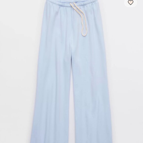 OFFLINE By Aerie OTT Fleece Super Wide Leg Pant in Eyelet Blue - Picture 6 of 9